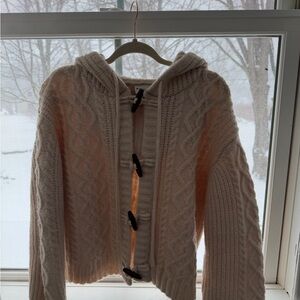 Elegant Cream Hooded Cardigan